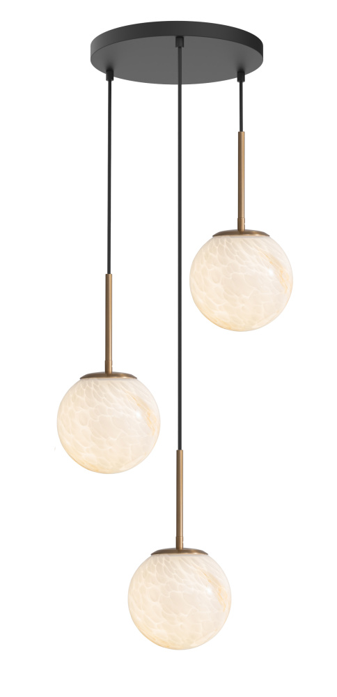 Chandelier Aged Brass Body with Matte Black Canopy