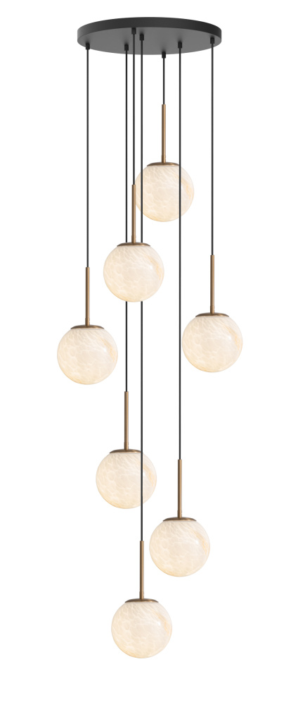 Chandelier Aged Brass Body with Matte Black Canopy