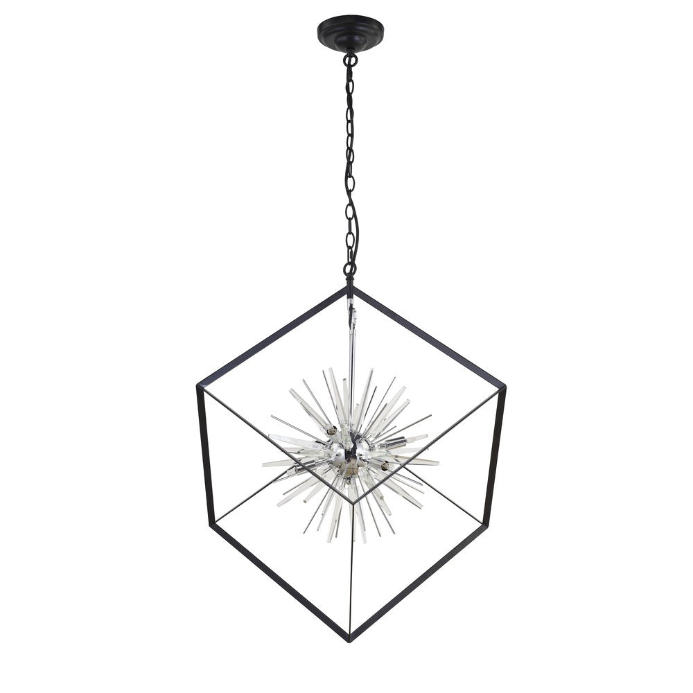 Avista Starburst 29" Chandelier Black & Chrome