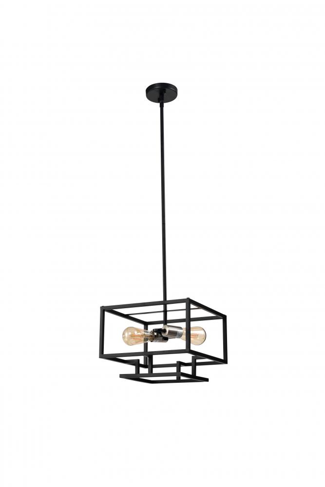 13" 2x60W pendant in black finish with Satin nickel socket