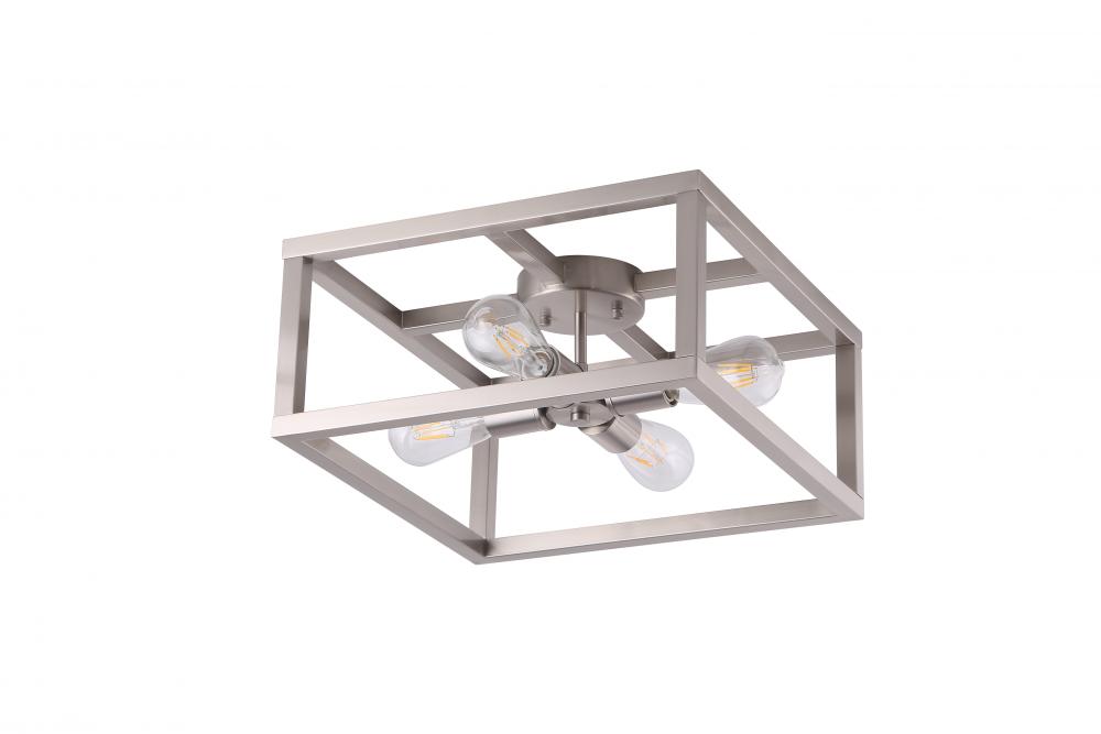 16&#34; 4x60 W semi-flush mount in Satin Nickel finish with replaceable socket rings