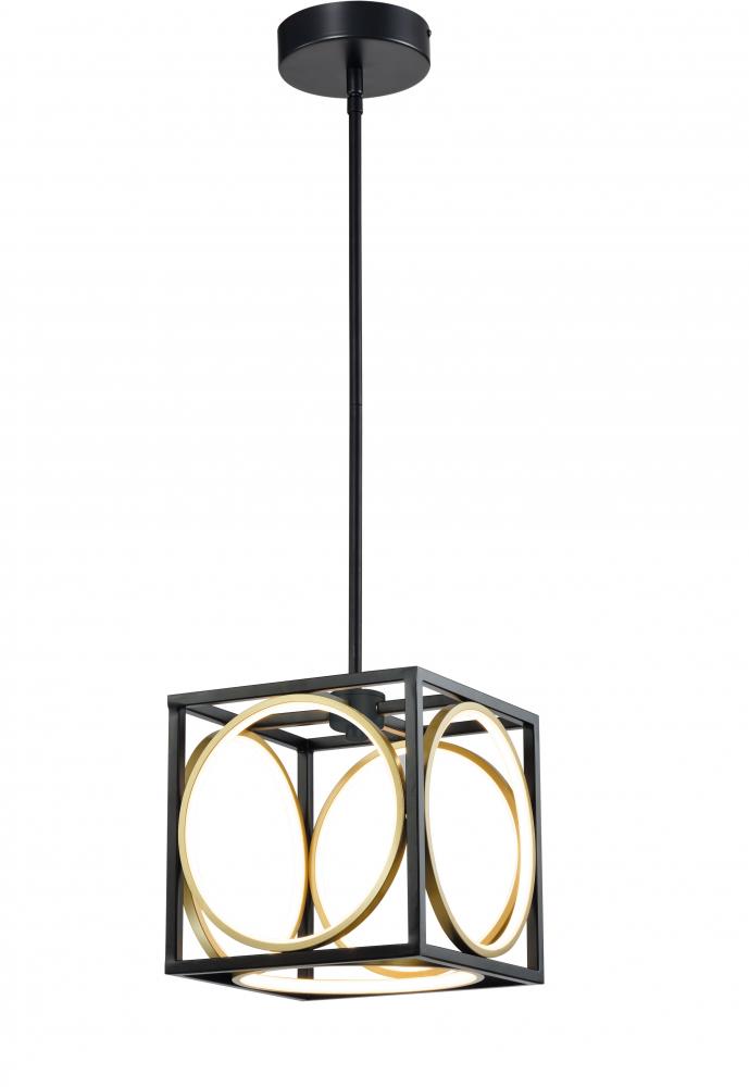 9.5" 20W Led Pendant, intial Lumen,1200 in black frame with Black inside in 3000K