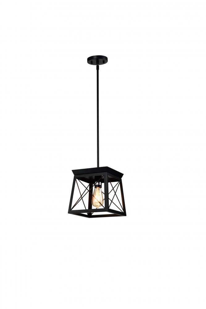 9&#34; 1x60 W Mini Pendant in Black finish with 1 black -medium base soket. Dual Mount as Pendant