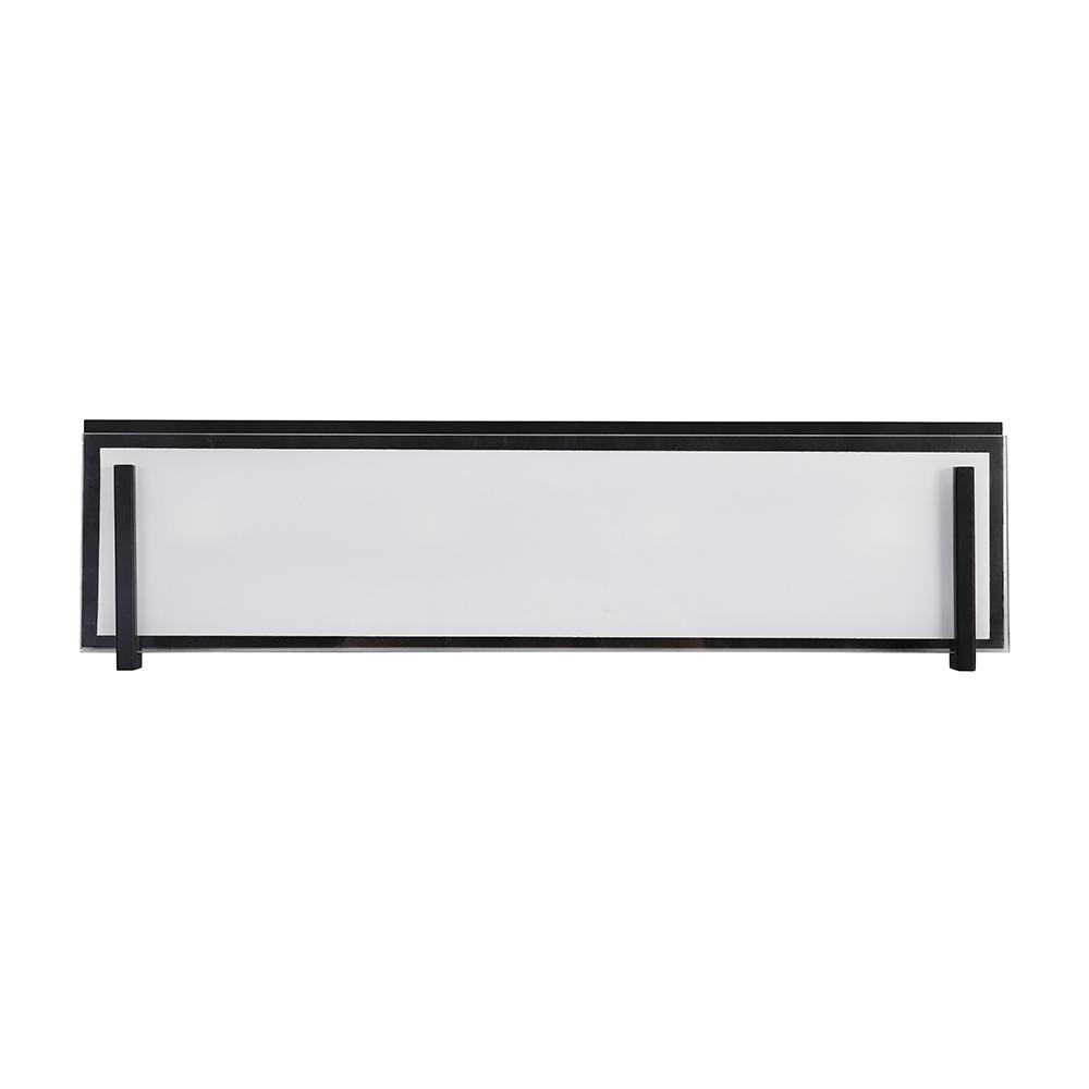 24" 4X40WG9 Vanity light in Black finish with white opal glass : Dimensions L23.8"W3"H5.