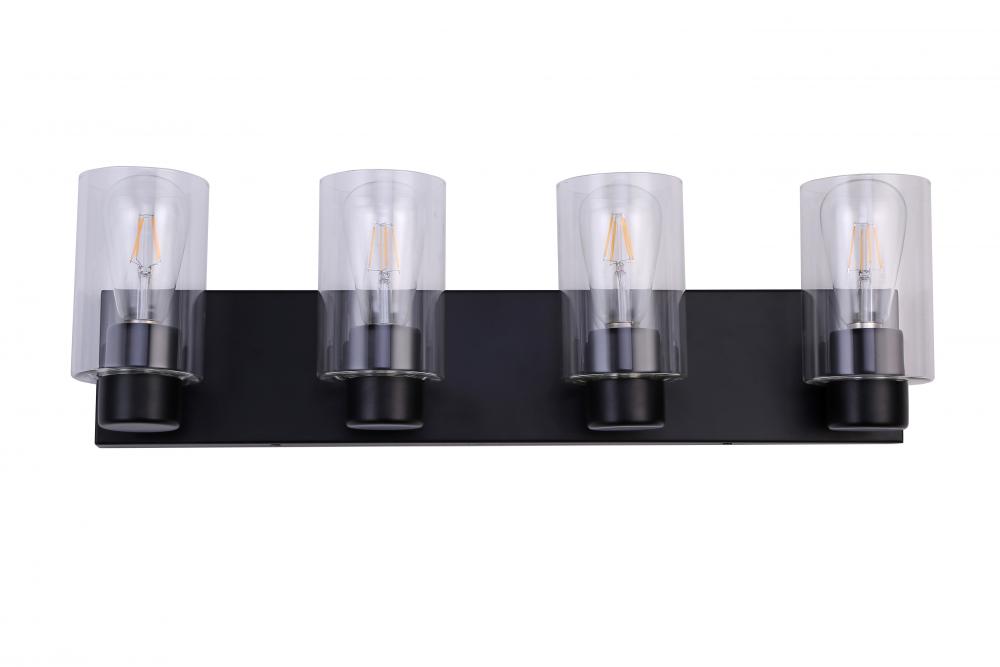 4X E12 60 W vanity Light in Black finish with replaceable socket rings