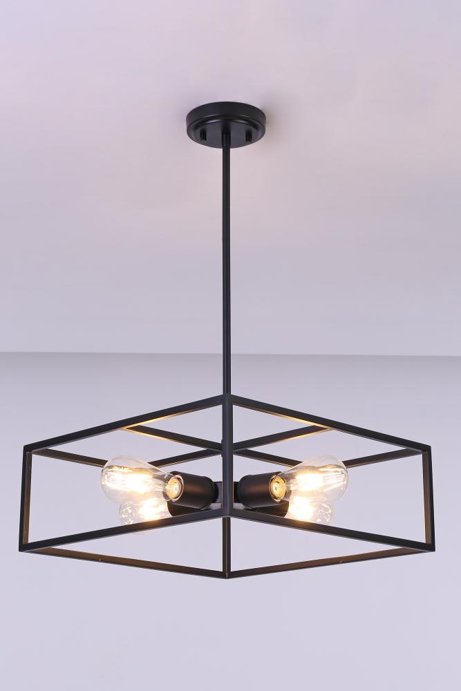 16" 4X60 W Pendant in Black finish