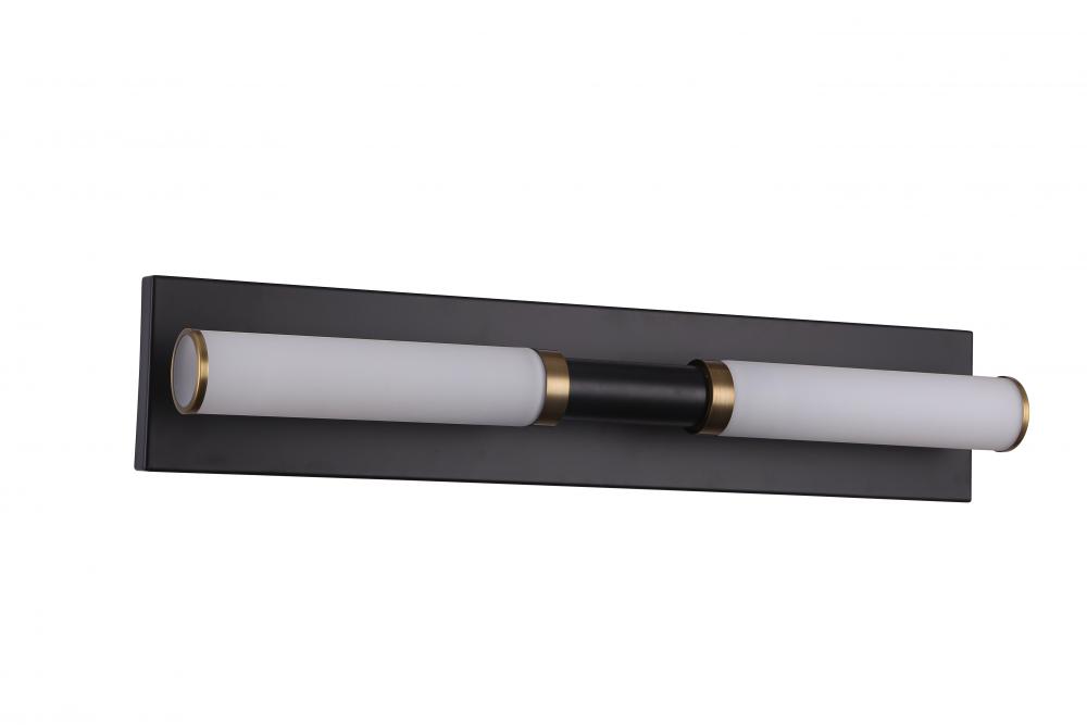 24" 2x 25W E26 vanity in black finish with Gold rings