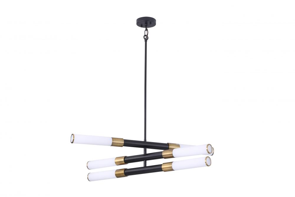 35" 3 Tier Pendant, With 6x25 W E26 medium base frame in Black finish