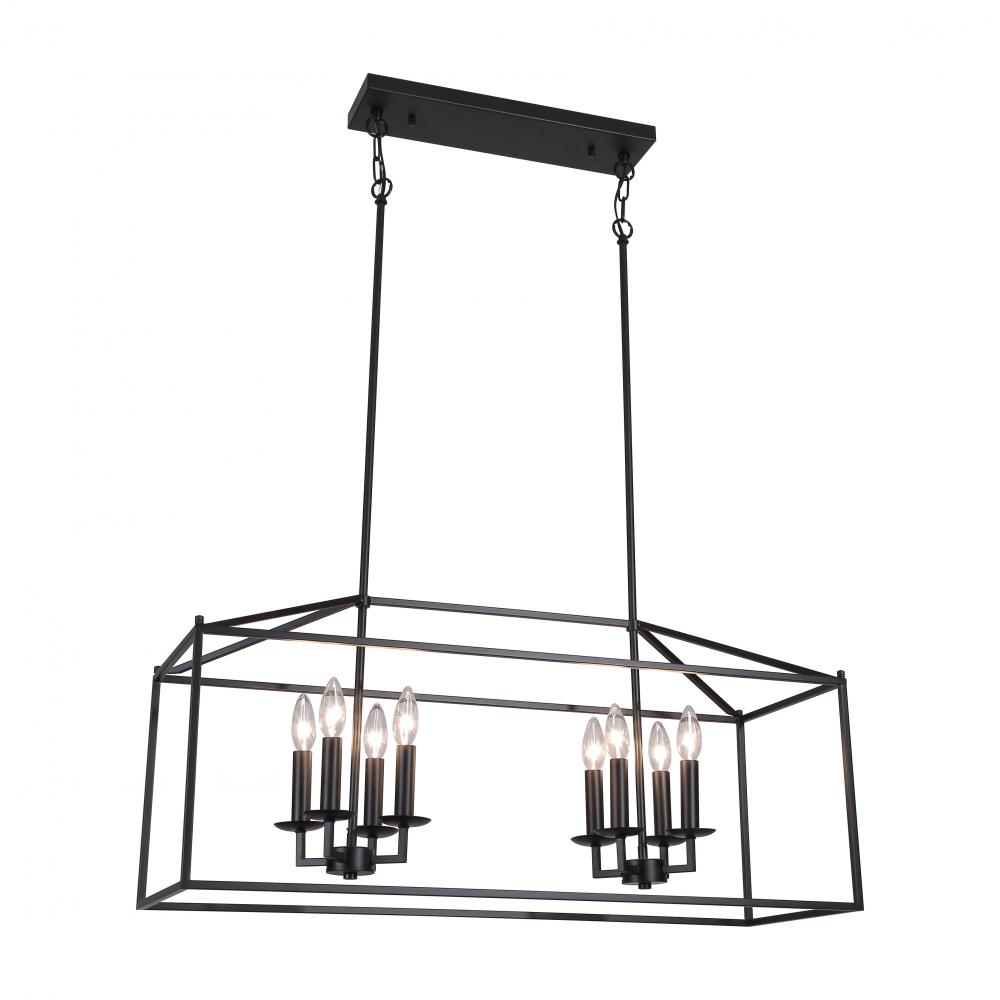 36&#34; Linear Pendant, 8x40 W E12 comes with 3x12,1x6, 1x3&#34; Pipes, with Chain and loop