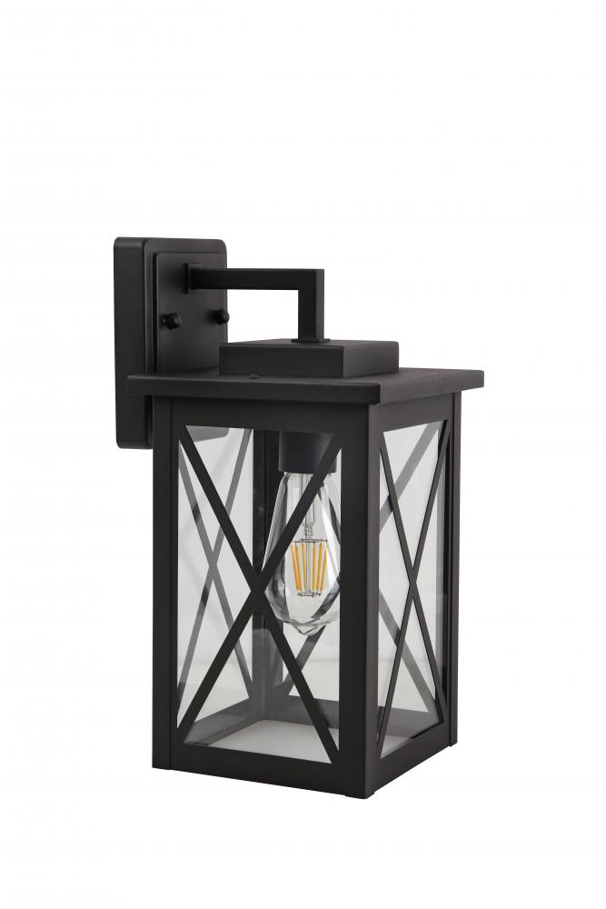 15" Aluminium die casting E26 Outdoor Wall Lighting 2*60W Black with Clear glass Dimensions