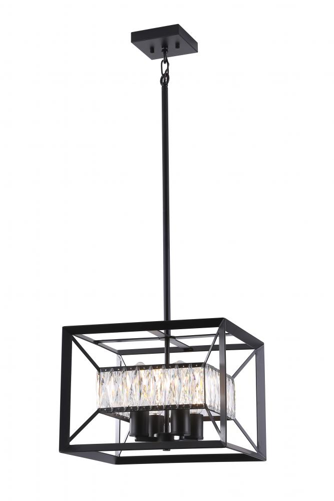 15" 4x25W E26 -Pendant in Black finish