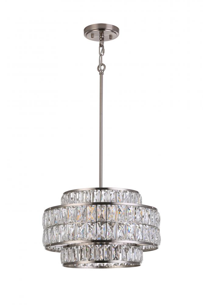 16" 4xE26 60 W Pendant in satin nickel finish