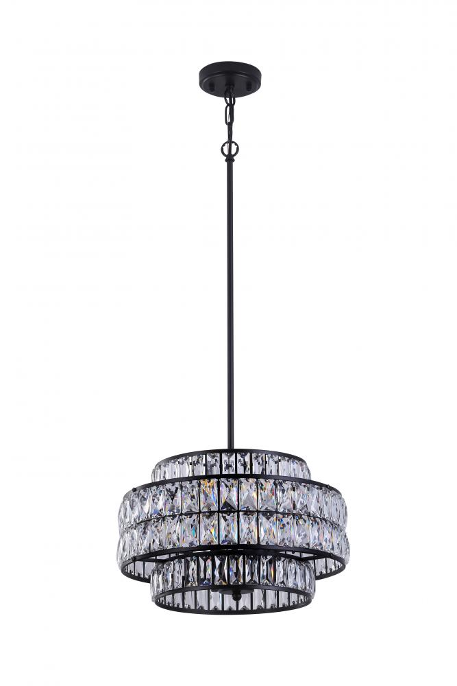 16" 4xE26 60 W Pendant in black finish