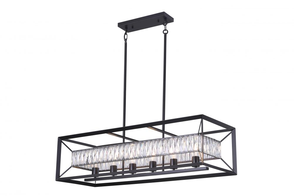 42&#34; Long 6x25W -Linear Pendant in Black finish