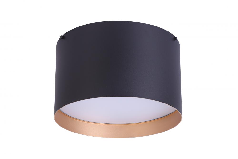 14" 2X60W E26 aluminum round flush mount with cast aluminium in black finish with white 0acrylic