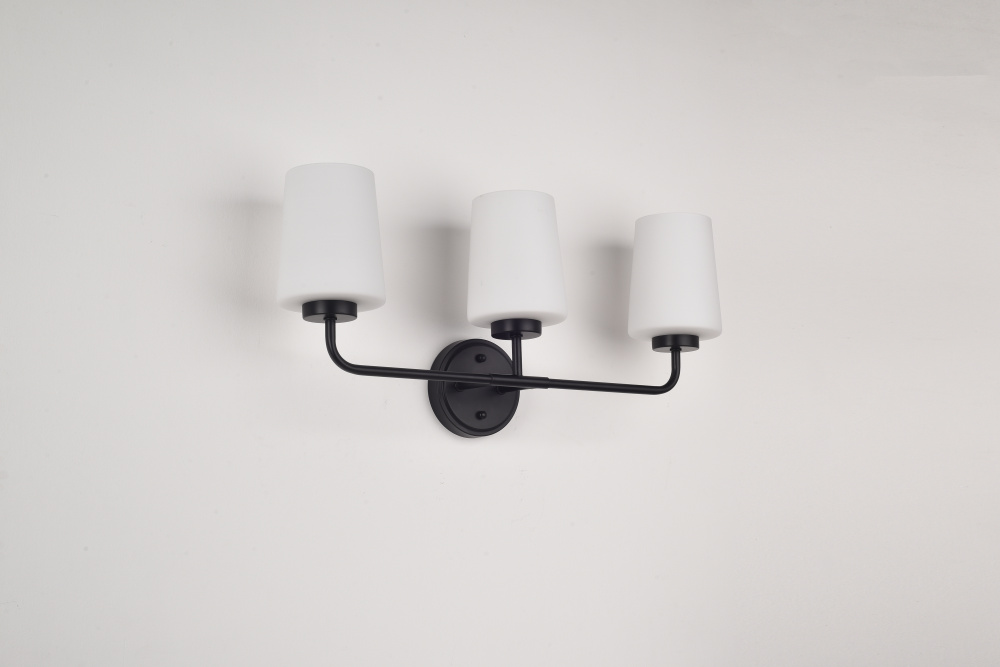 Hillsdale Vanity Black Finish with Opal Glass