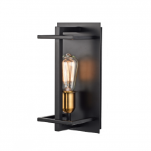 Lit Up Lighting LIT2487BK-GD - 12" 1X60 w Wall sconce in Black finish with Gold socket rings, Dimensions L=6"E=4.75" H=