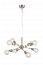 Lit Up Lighting LIT2533SN+MC - 8x60, E26 light pendant in Satin Nickel finish