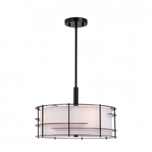 Lit Up Lighting LIT2732BK-WH - 16"4x60 W Pendant in black metal frame with white shade