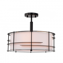 Lit Up Lighting LIT2742BK-WH - 16"4x60 W semi-flush mount in black metal frame with white shade