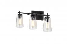 Lit Up Lighting LIT2923BK+MC-CL - 3x60W vanity in Black finish with replaceable Gold and Satin Nickel sockets rings