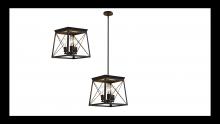 Lit Up Lighting LIT3933BK+MC - 13" Pendant 3x60 W Medium base, dual mount