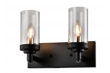 Lit Up Lighting LIT4022BK+MC-CL - 2x60 E12 vanity Light in black finish with Medium base socket with clear glass