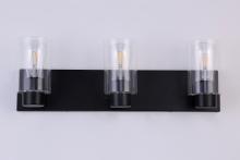 Lit Up Lighting LIT5423BK+MC -CL - 3X E12 60 W vanity Light in Black finish with replaceable socket rings