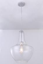 Lit Up Lighting LIT5632CH+MC-CL - 13.75" 1x60 W pendant in Chrome finish with clear glass