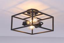 Lit Up Lighting LIT5741BK+MC - 12" 2X60 w Semi-Flush Mount in Black finish with replaceable socket rings