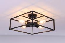 Lit Up Lighting LIT5742BK+MC - 16" 4X60 wSemi-Flush Mount in Black finish with replaceable socket rings