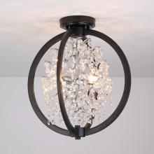 Lit Up Lighting LIT5841BK+CH - 14" 4x50W G9. Dual Mount Semi-Flush Mount and a pendant in black finish with Crystal . Dimension