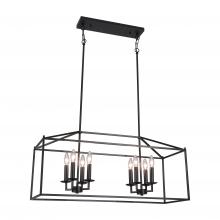 Lit Up Lighting LIT6951BK+MC - 36" Linear Pendant, 8x40 W E12 comes with 3x12,1x6, 1x3" Pipes, with Chain and loop