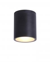 Lit Up Lighting LIT7806 BK - 5 1X60W E26 aluminum round flush mount with cast aluminium in black finish with white acrylic