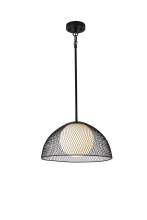 Lit Up Lighting LIT9233BK+ME-OP - Yaletwown Pendant Black Finish with Opal Glass