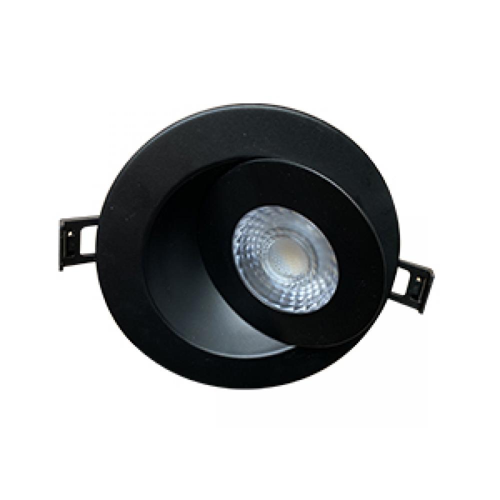 SWIVEL DOWNLIGHT 8W 120V 2700/3000/4000K 4IN 45Â° BLACK ROUND 550lm