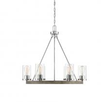 Savoy House Meridian CA M10070GWCH - 6-Light Chandelier in Greywood Chrome