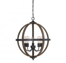 Savoy House Meridian CA M70041WB - 5-Light Pendant in Wood with Black