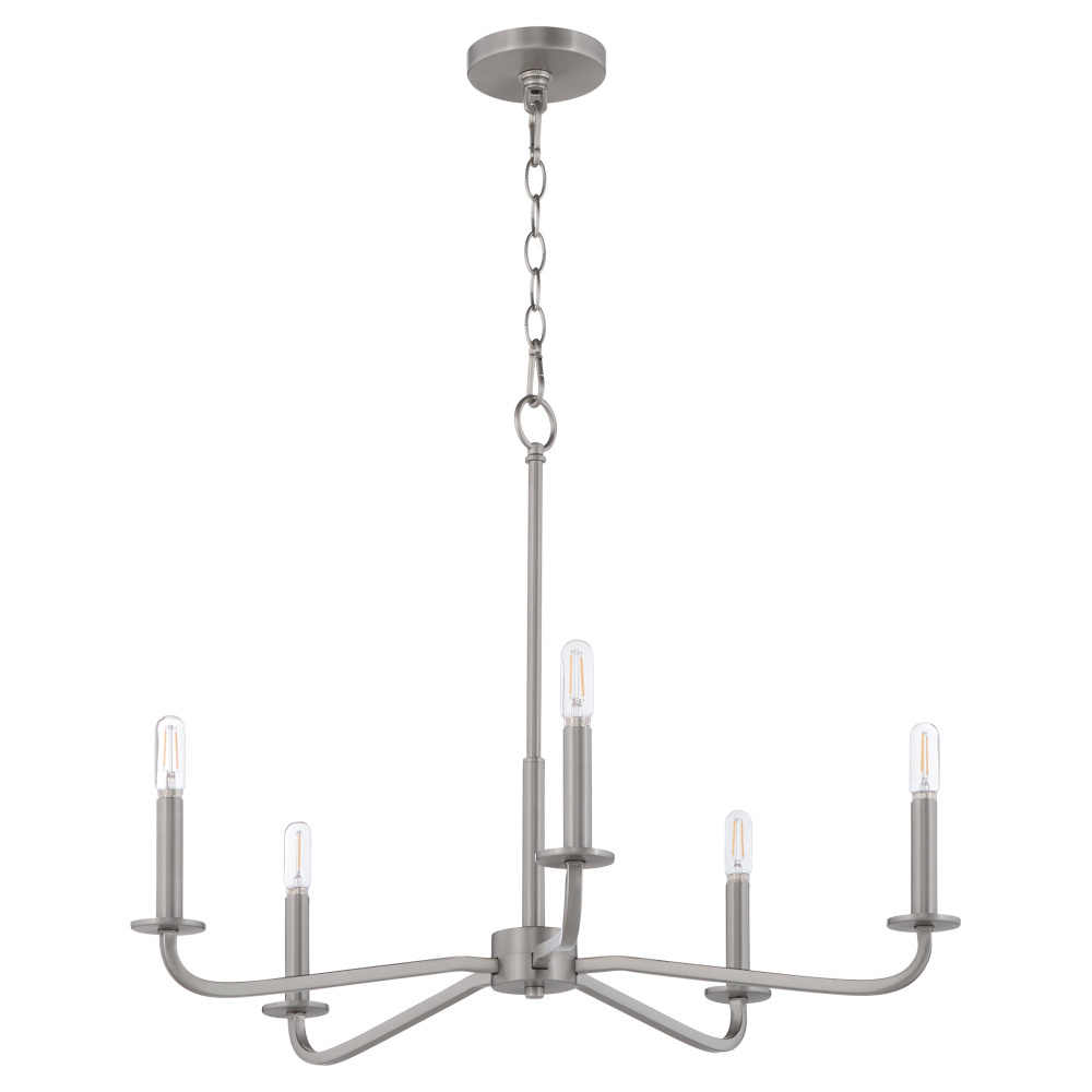 RUTHERFORD 5 LIGHT CHANDELIER - SATIN NICKEL