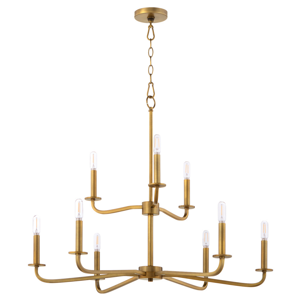 RUTHERFORD 9 LIGHT CHANDELIER - BRUSHED BRASS