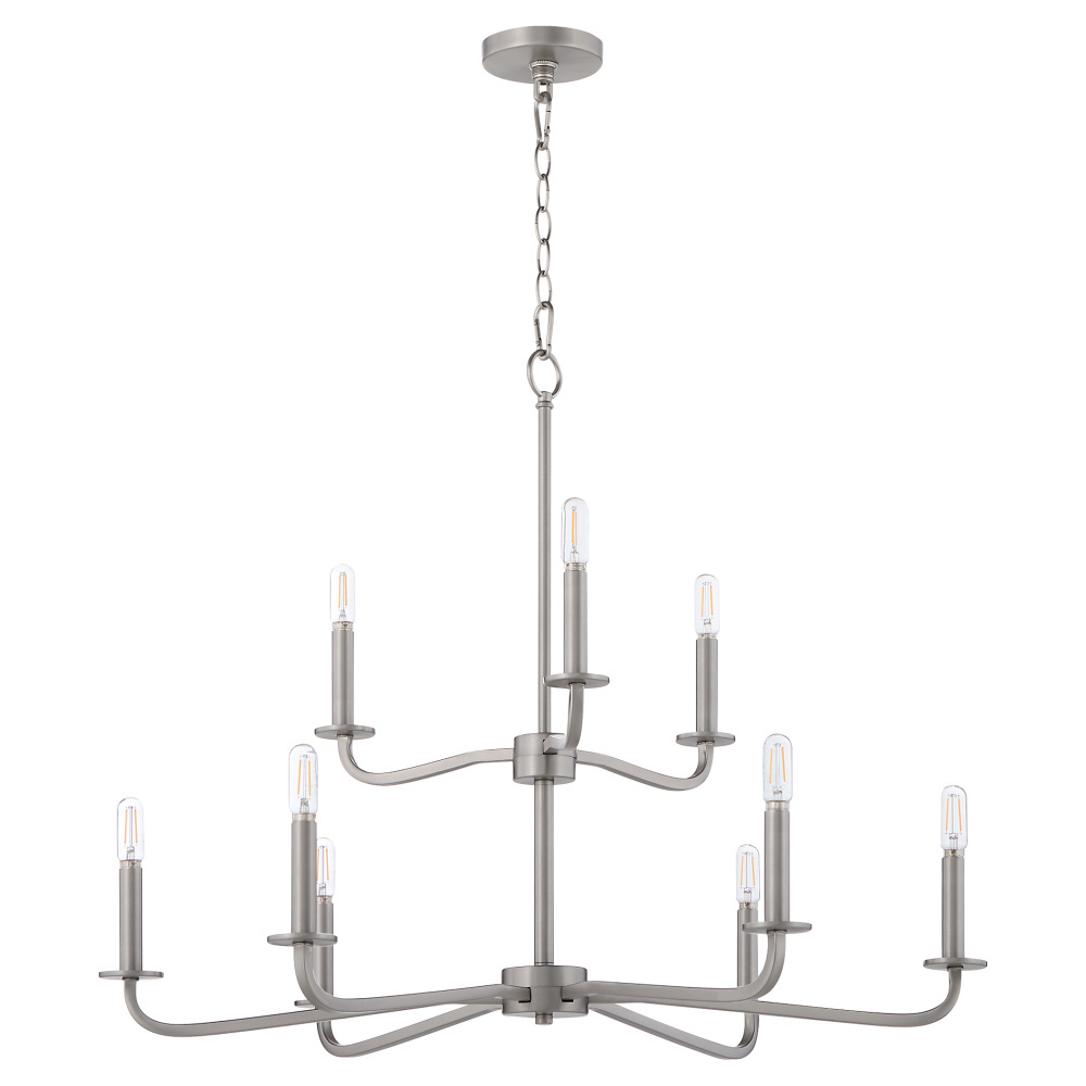 RUTHERFORD 9 LIGHT CHANDELIER - SATIN NICKEL