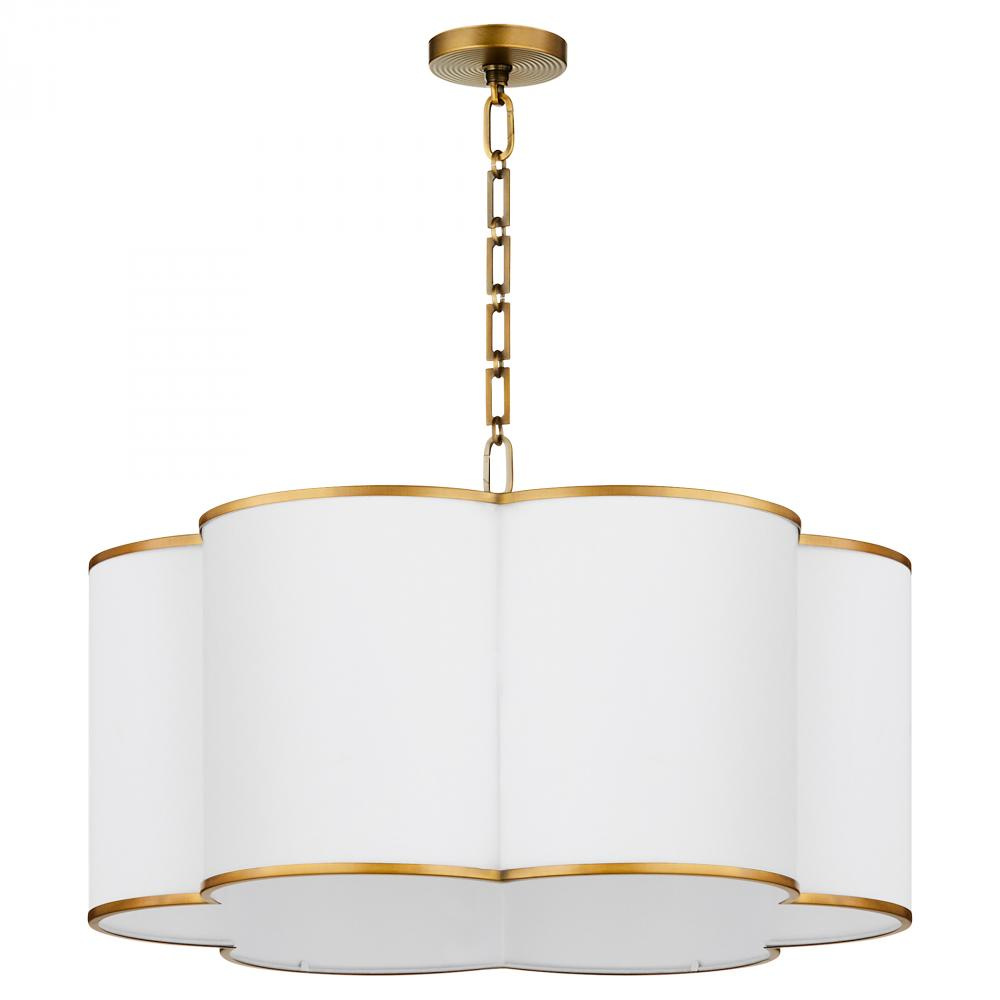Belinder 6 Light Fabric Pendant, Lacquered Brass