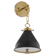 Quorum 5863-1-5980 - BONNEL 1 LIGHT WALL MOUNT - MATTE BLACK/AGED BRASS