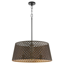Quorum 8217-3-5980 - BENEDICT 24" 3 LIGHT PENDANT - MATTE BLACK/AGED BLACK