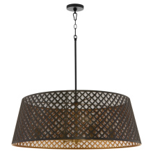 Quorum 8217-4-5980 - BENEDICT 32" 4 LIGHT PENDANT - MATTE BLACK/AGED BLACK