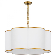 Quorum 8228-6-47 - Belinder 6 Light Fabric Pendant, Lacquered Brass