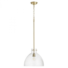 Quorum 8832-80 - 14 inches Clear Seeded Dome Pendant, Aged Brass