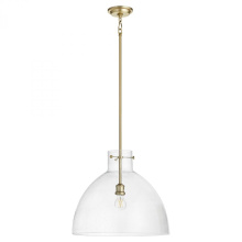 Quorum 8932-80 - 18 inches Clear Seeded Dome Pendant, Aged Brass