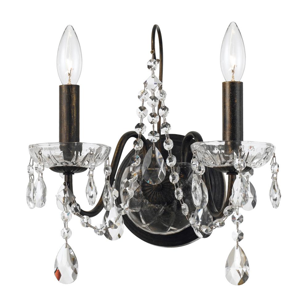 Butler 2 Light Swarovski Strass Crystal English Bronze Sconce