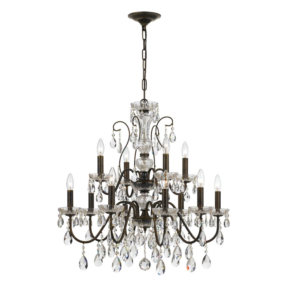 Butler 12 Light Swarovski Strass Crystal English Bronze Chandelier